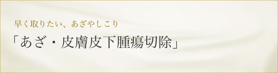 早く取りたい、あざやしこり「あざ・皮膚皮下腫瘍切除」