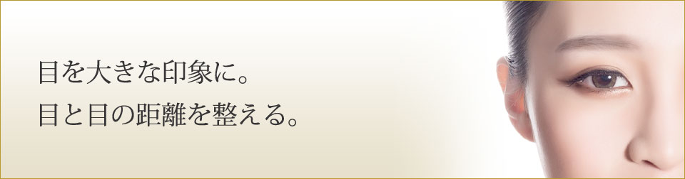 目を大きな印象に。目と目の距離を整える。