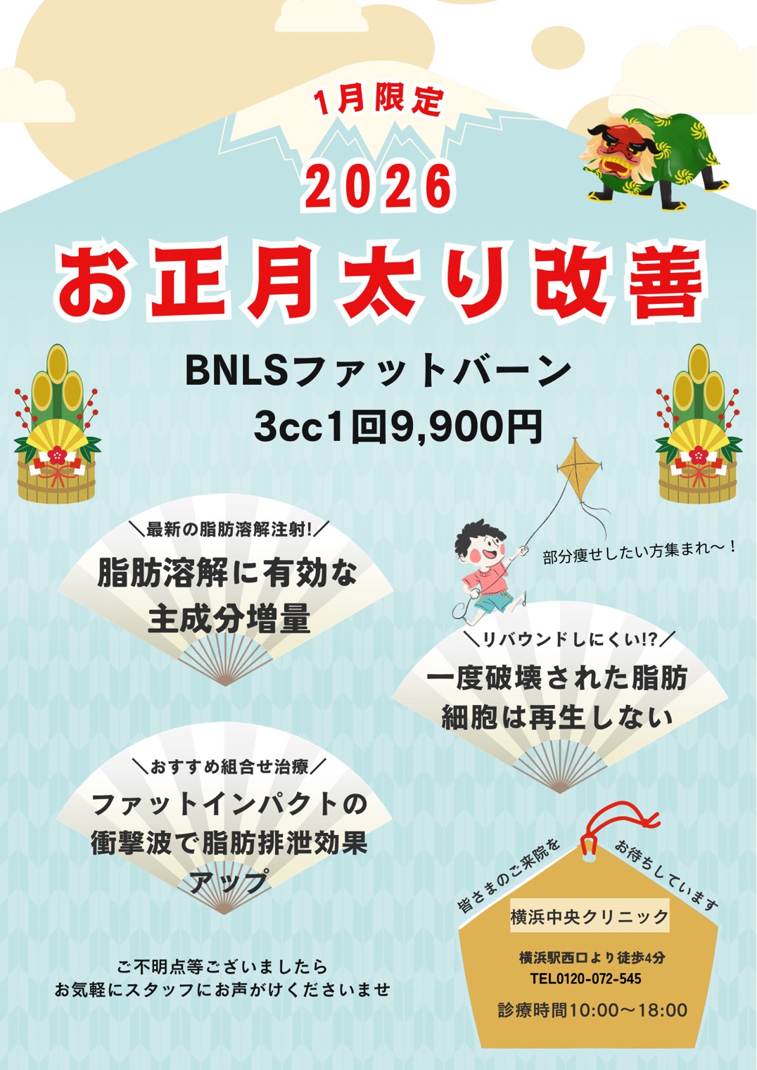1月限定 お正月太り改善BNLSファットバーン 3cc 1回9,900円